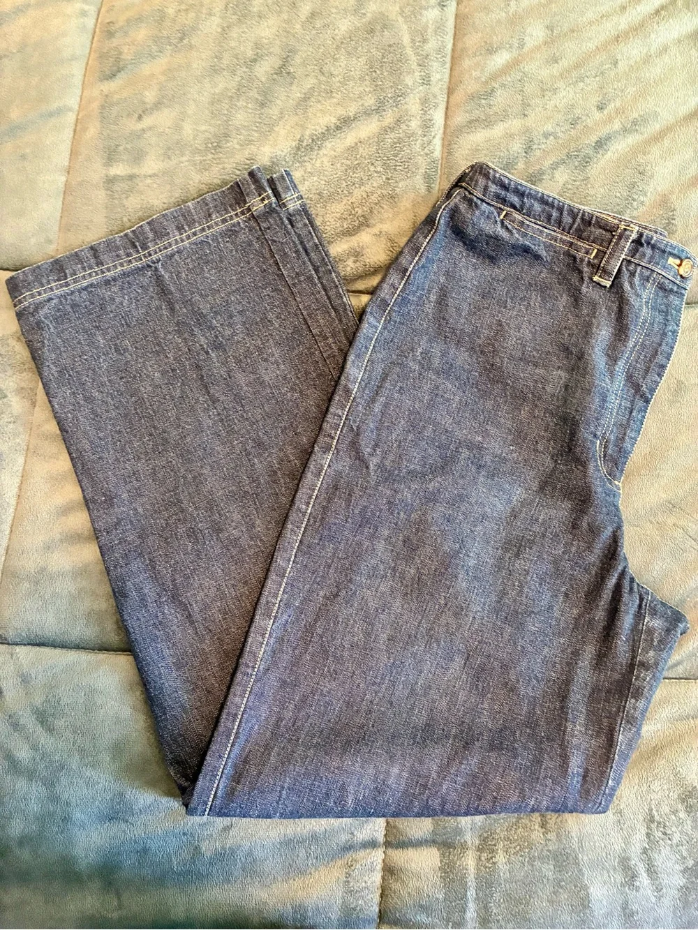 VTG Jones New York Sport 8 💯 Cotton Blue Denim Trouser Jeans Wide Straight Leg